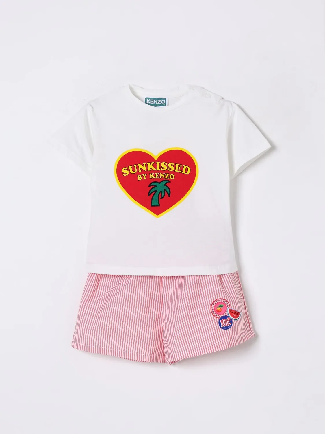 Coordinato in cotone con stampa cuore Kenzo Kids