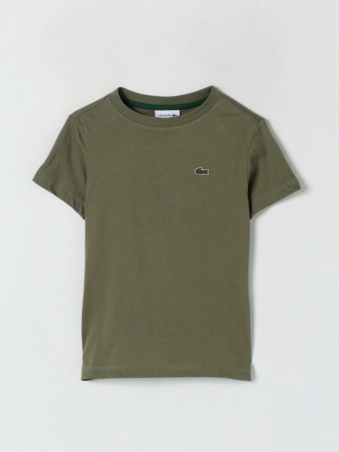 T-shirt basic in cotone con logo Lacoste