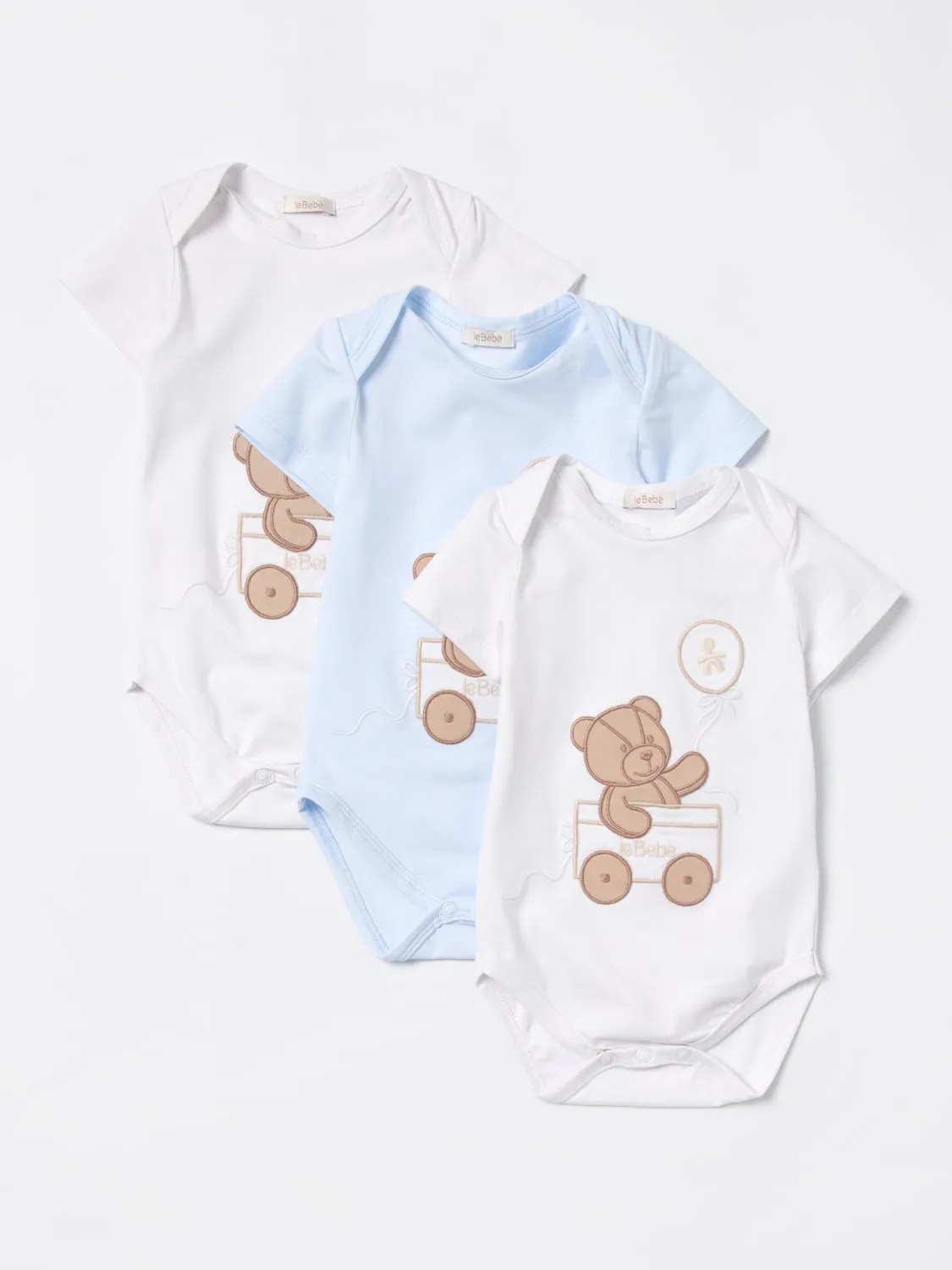 Set 3 body in cotone con stampa Bear Le Bebe'