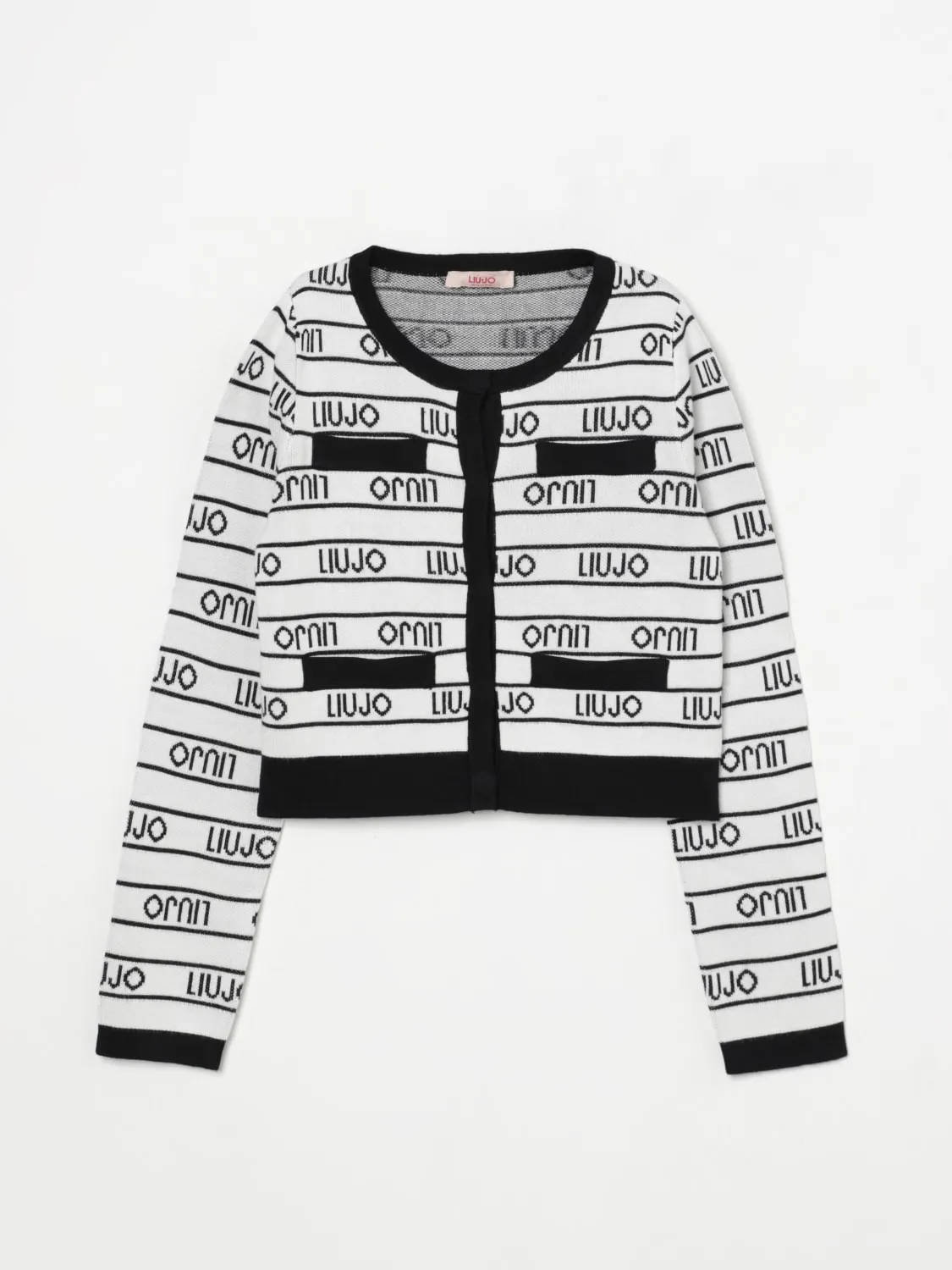 Cardigan a girocollo con logo all-over Liu Jo