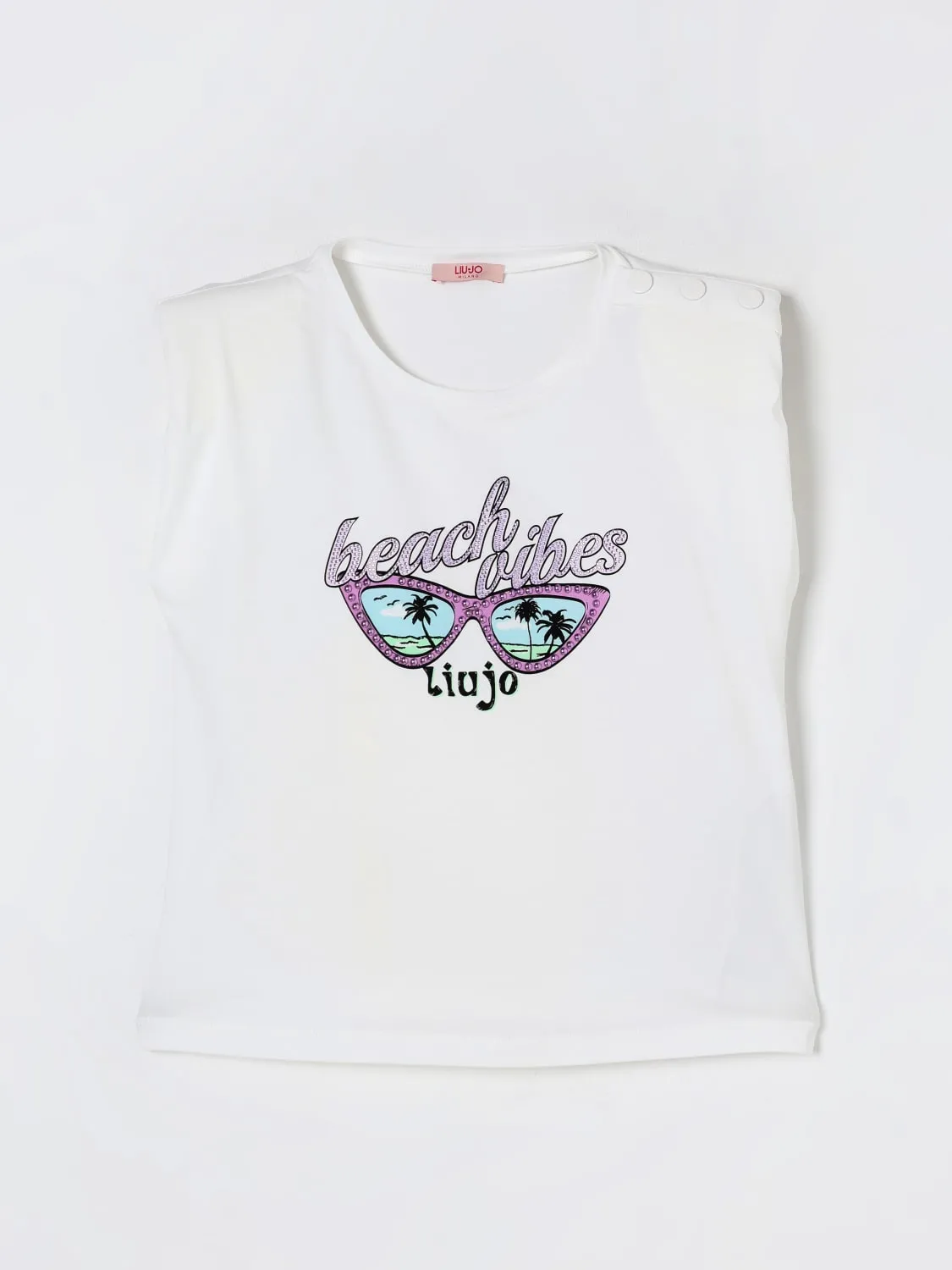 T-shirt con stampa grafica e strass Liu Jo