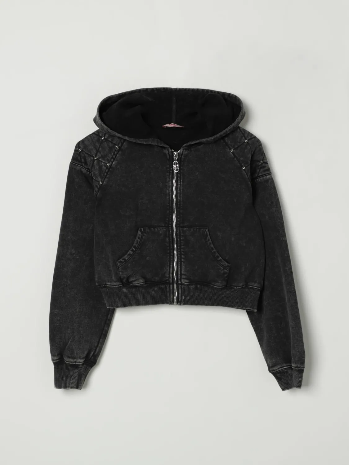 Felpa con cappuccio in cotone con strass Liu Jo