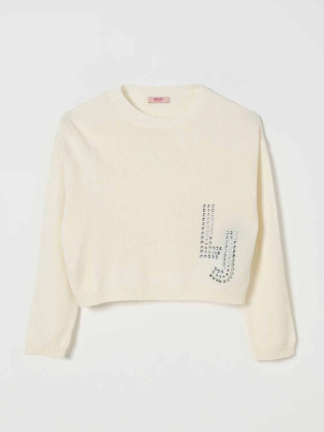 Maglione in misto lana con logo di strass Liu Jo