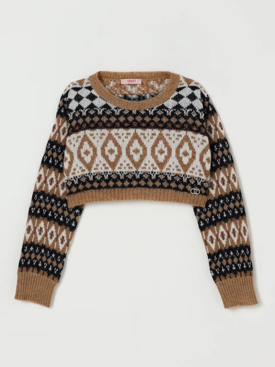 Maglia crop in misto Alpaca a fantasia Liu Jo