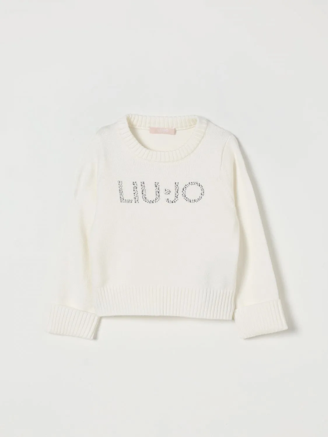 Maglia in misto viscosa con logo di strass Liu Jo