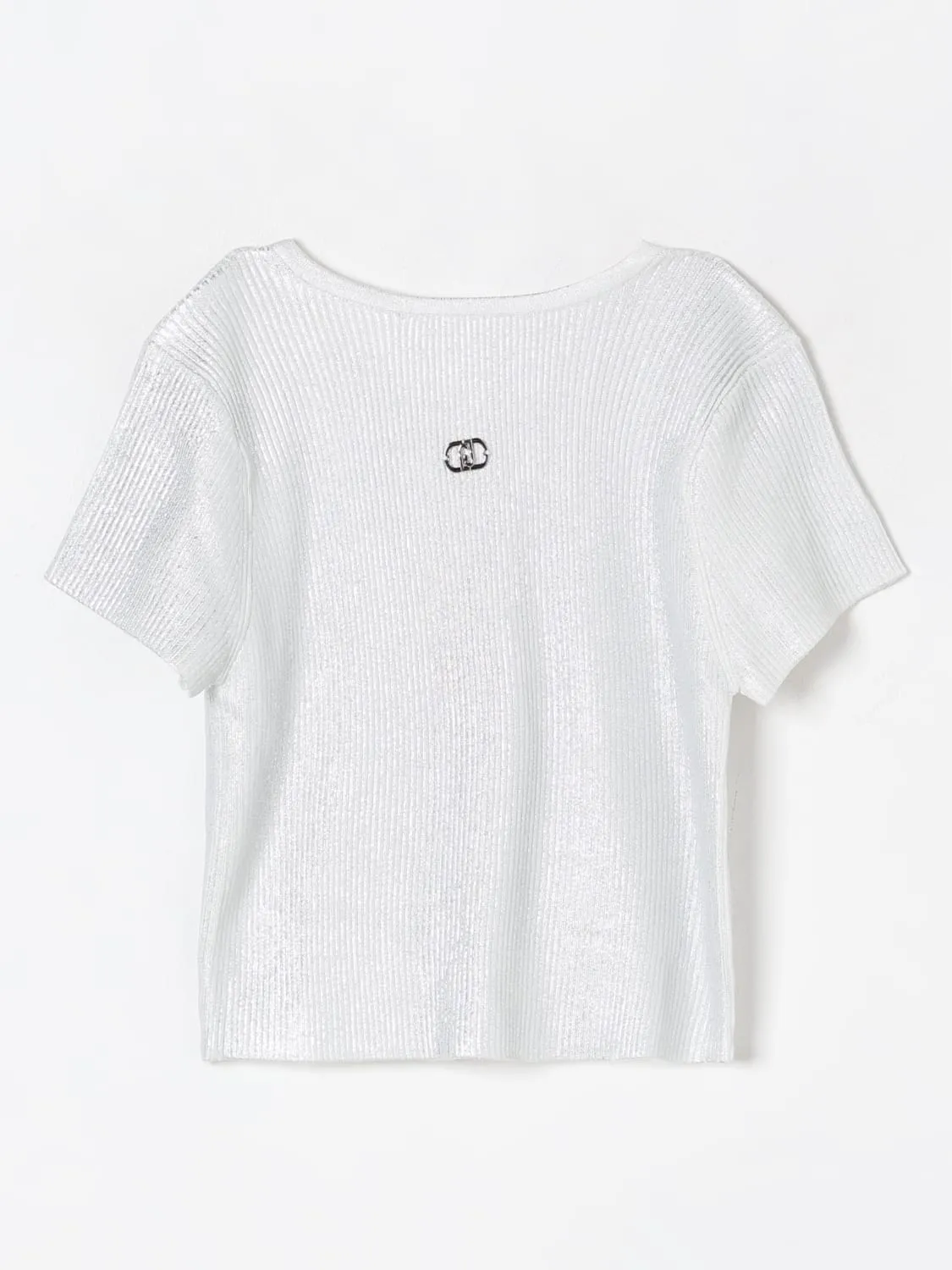 Maglia in viscosa a coste laminata con logo Liu Jo