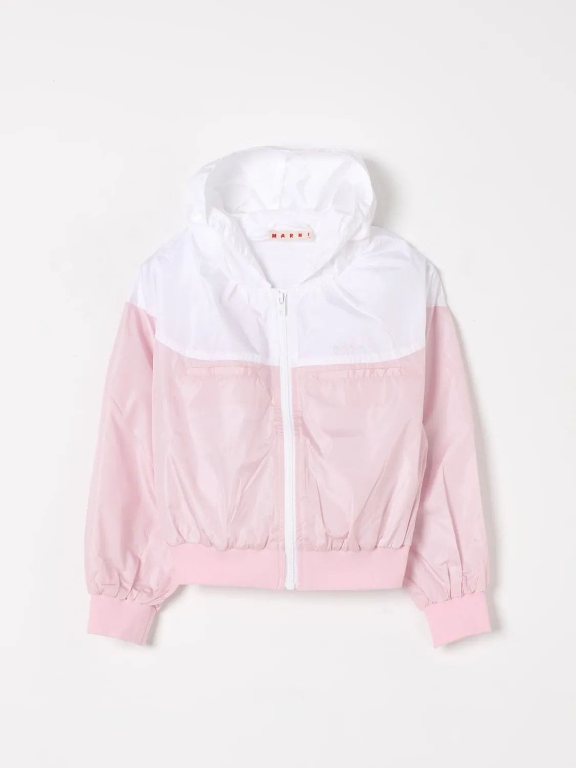 Giacca a vento con cappuccio e logo Marni