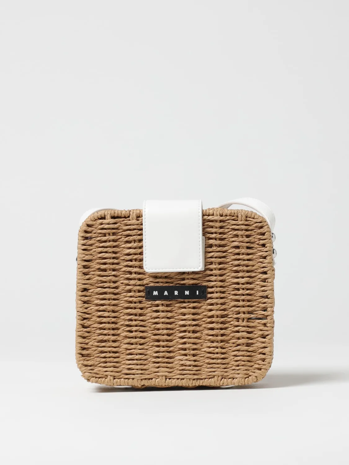 Borsa a tracolla in rafia intrecciata Marni