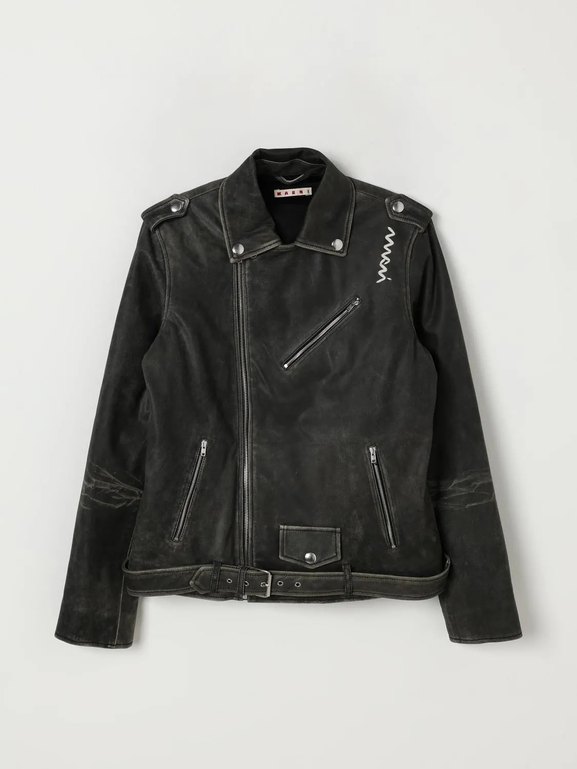 Giacca biker in pelle di capra Marni