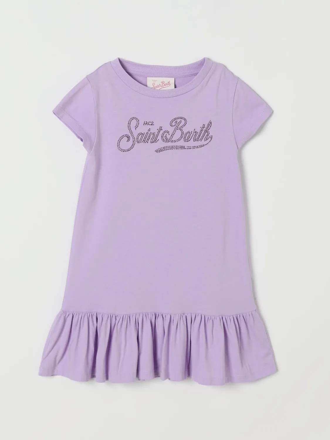 Abito in cotone con logo di strass Mc2 Saint Barth