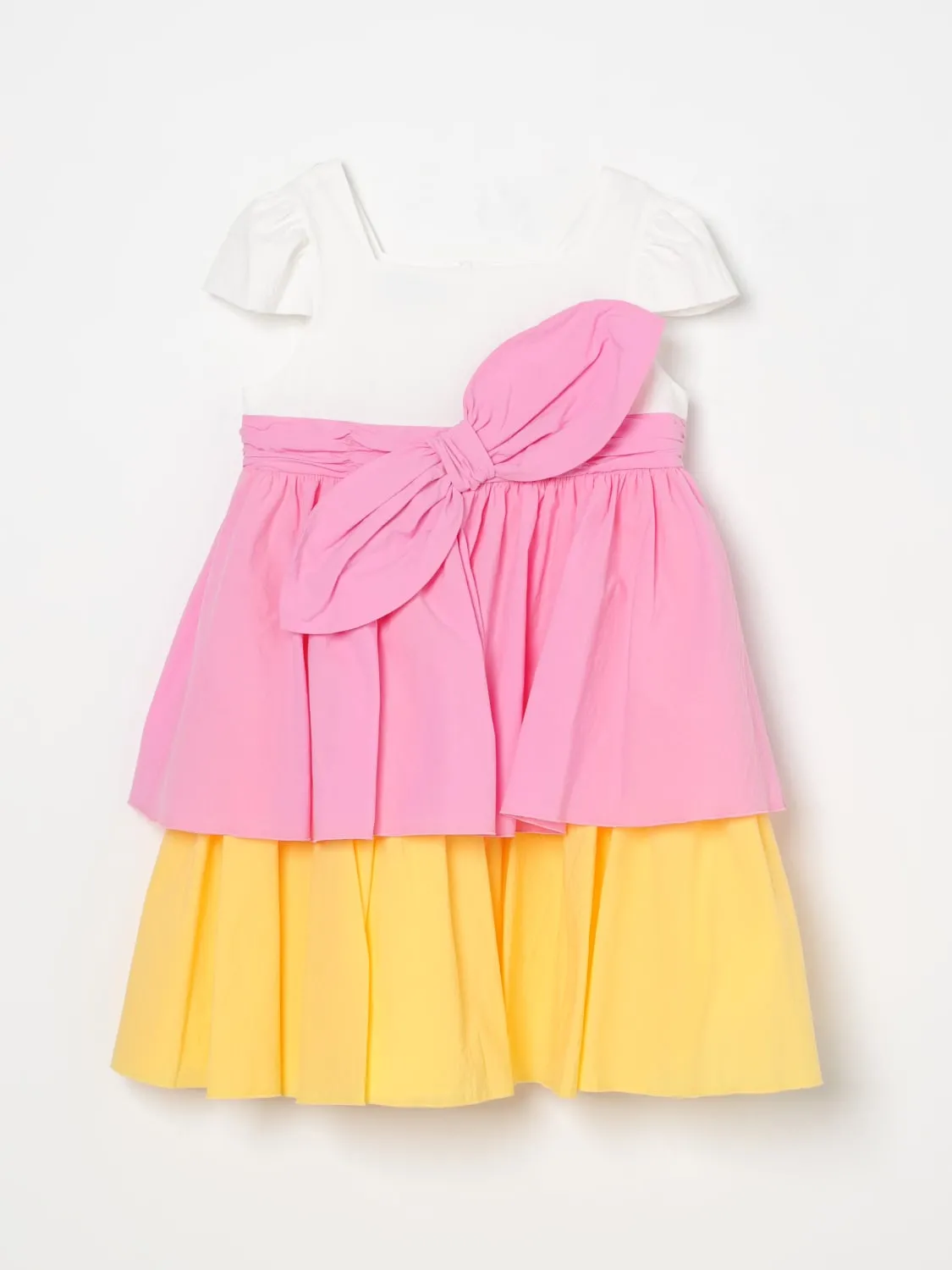 Abito con fiocco in cotone tricolor Mi Mi Sol