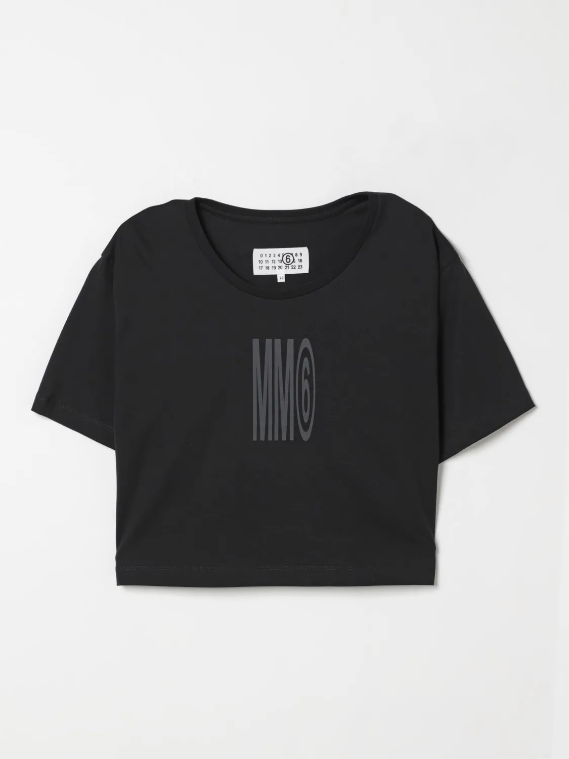 T-shirt crop con maxi logo Mm6 Maison Margiela