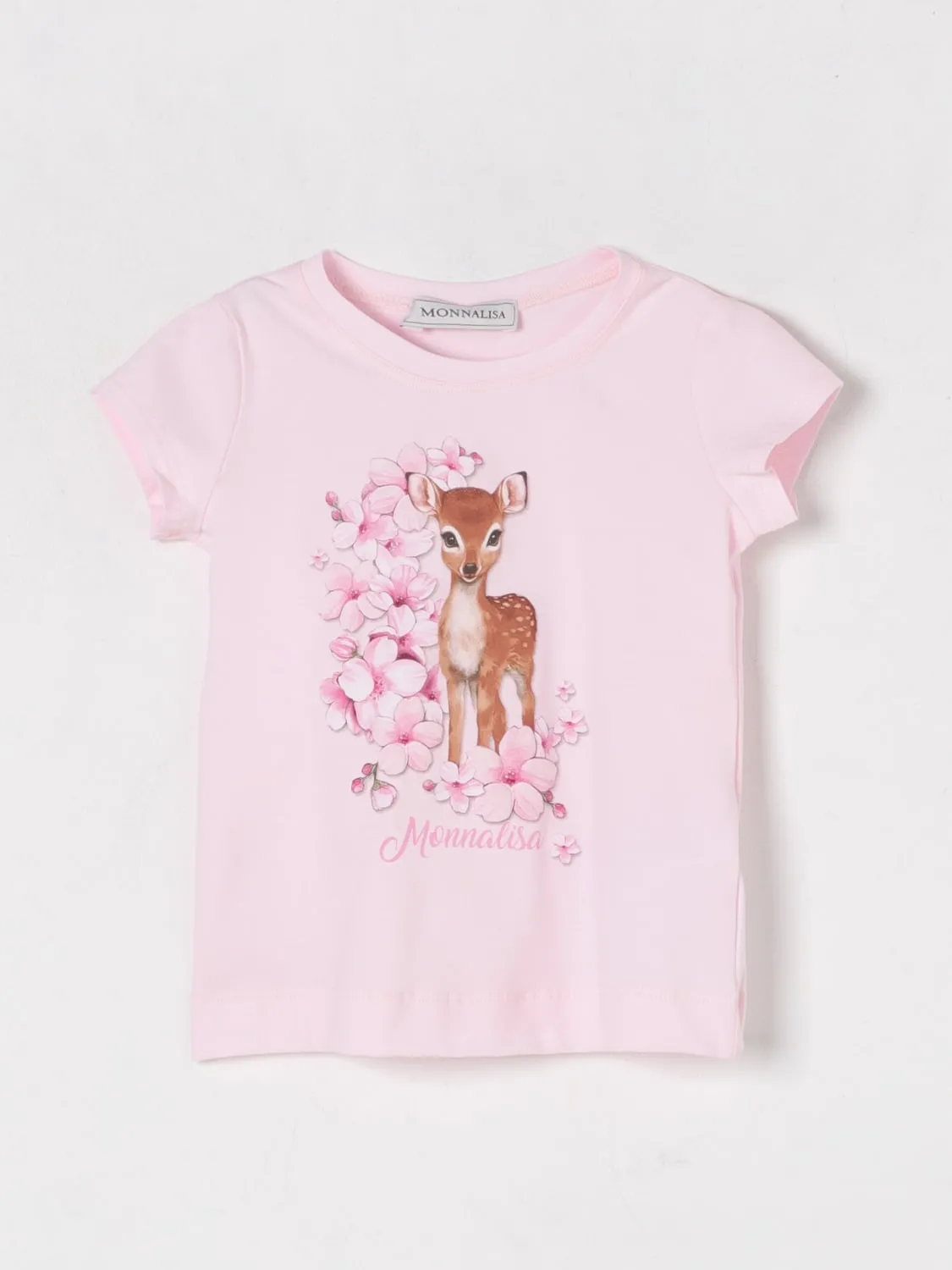 T-shirt in cottone con stampa cervo Monnalisa