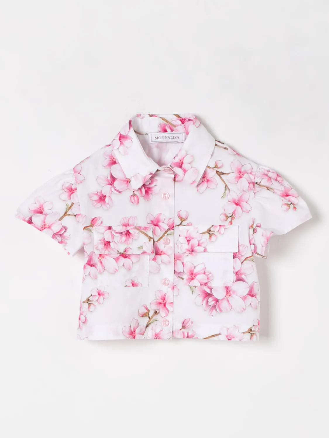 Camicia crop con fiori di ciliegio Monnalisa