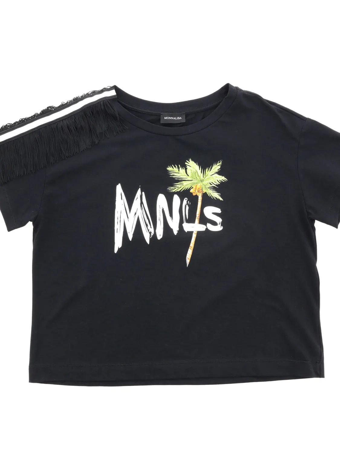 T-shirt Monnalisa cropped a maniche corte con stampa mnls
