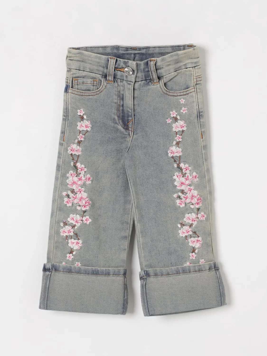Jeans con fiori di ciliegio Monnalisa