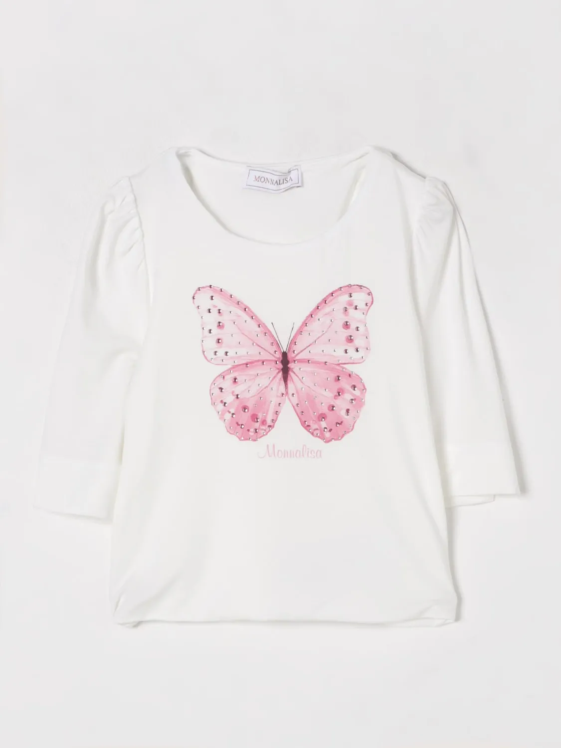 T-shirt in cotone con stampa farfalla Monnalisa