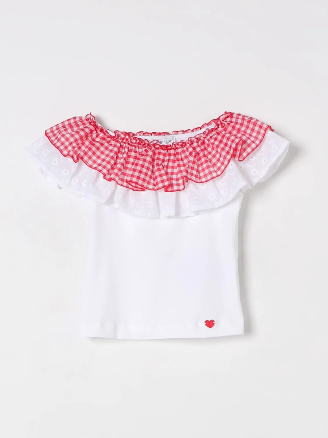 Top in cotone con balza Monnalisa