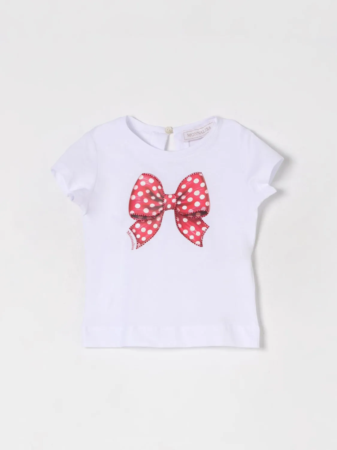 T-shirt in cotone con stampa fiocco Monnalisa