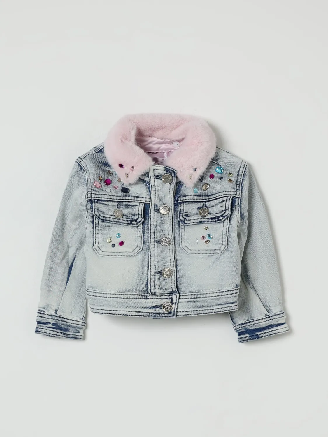 Giacca di jeans con cristalli Monnalisa