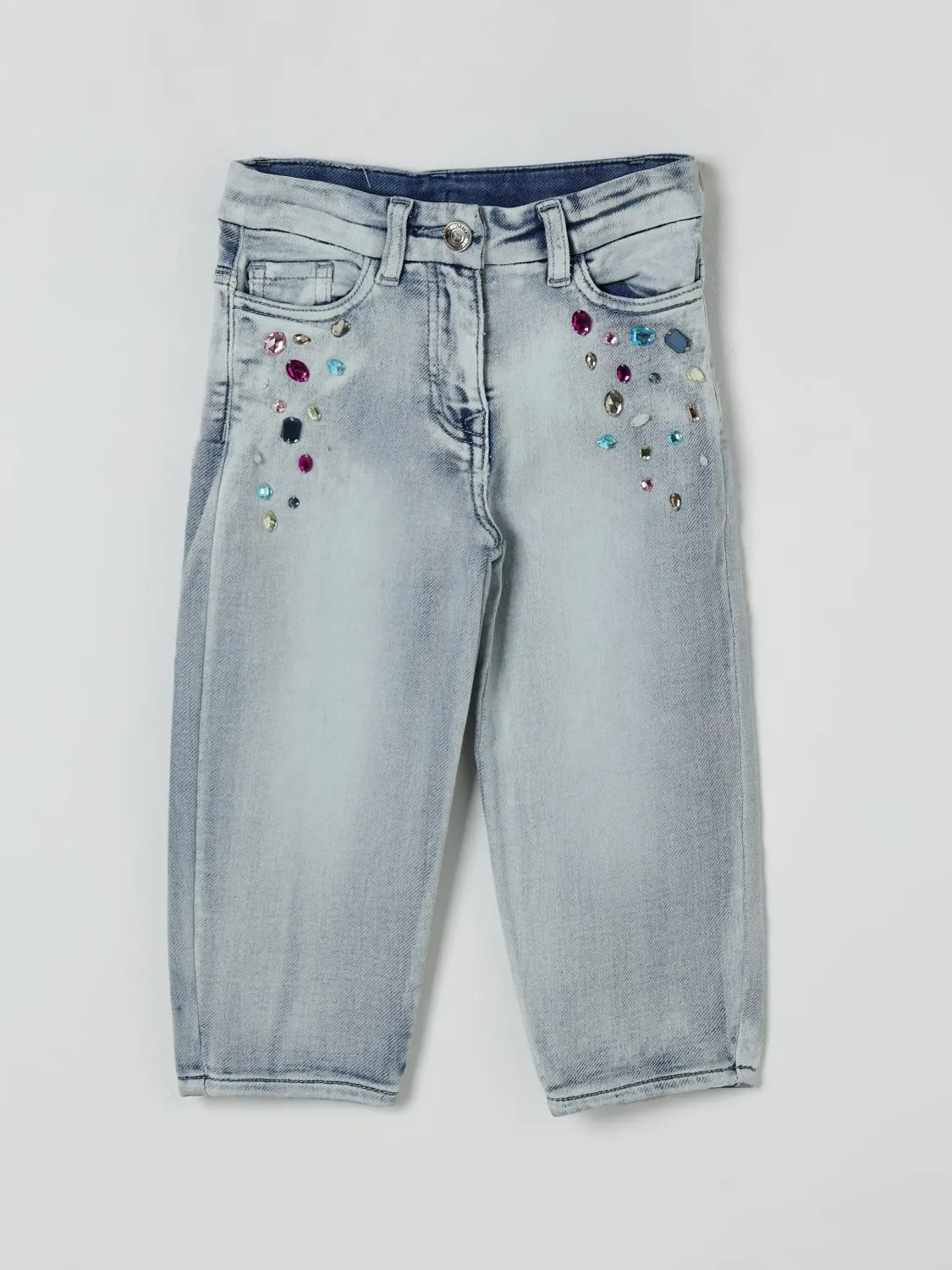 Jeans Monnalisa in denim con strass
