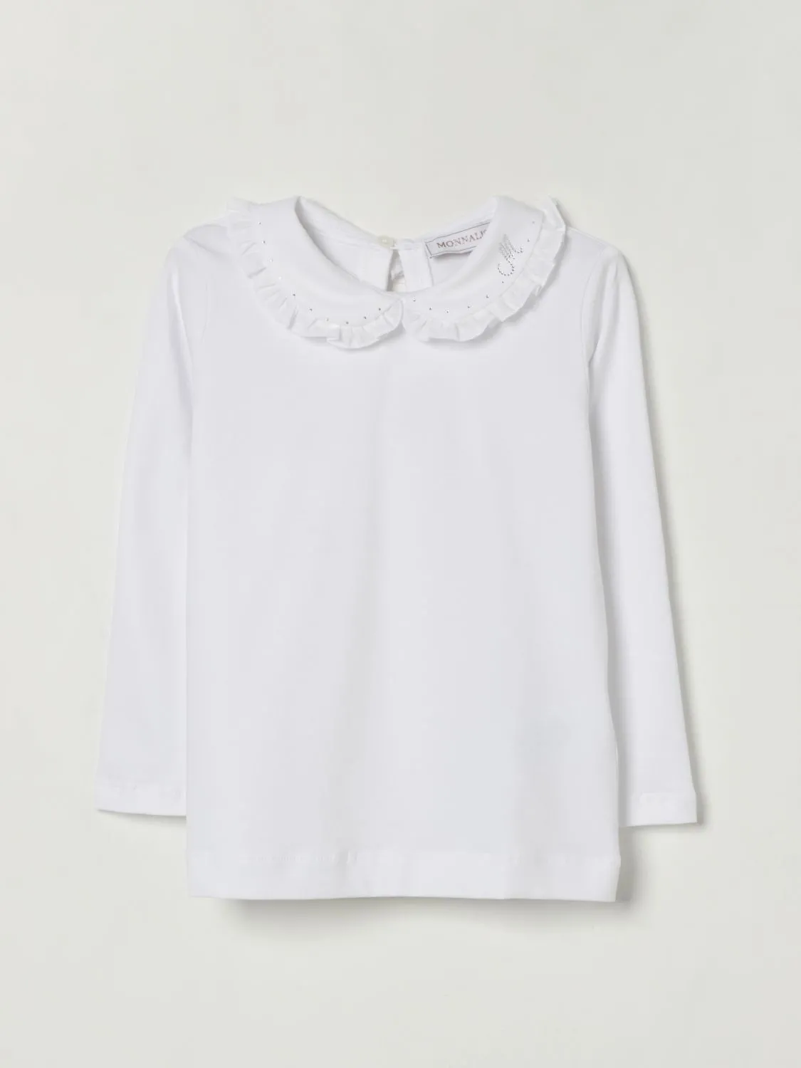 T-shirt in cotone con colletto Monnalisa