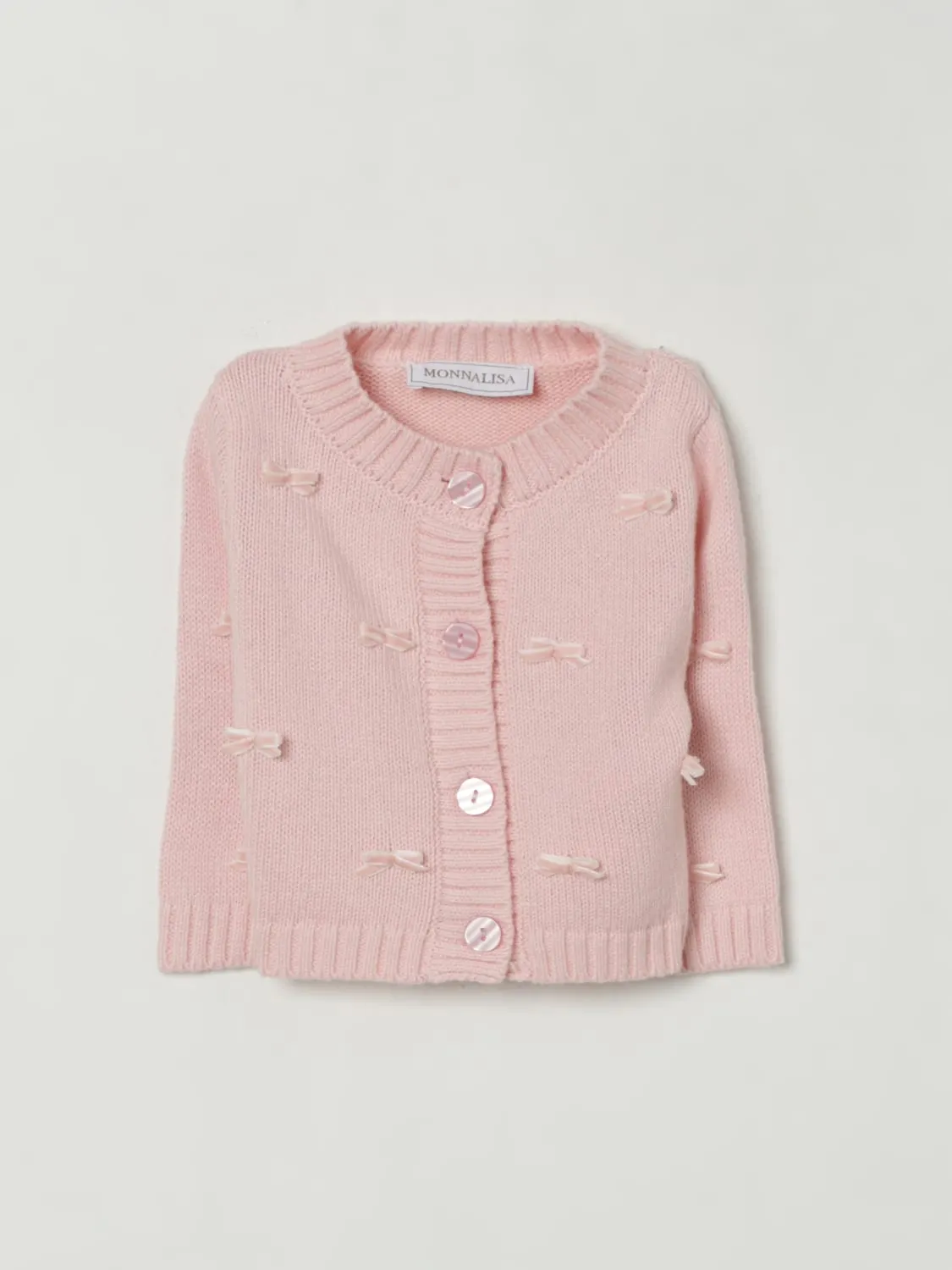 Cardigan con fiocchi all-over Monnalisa