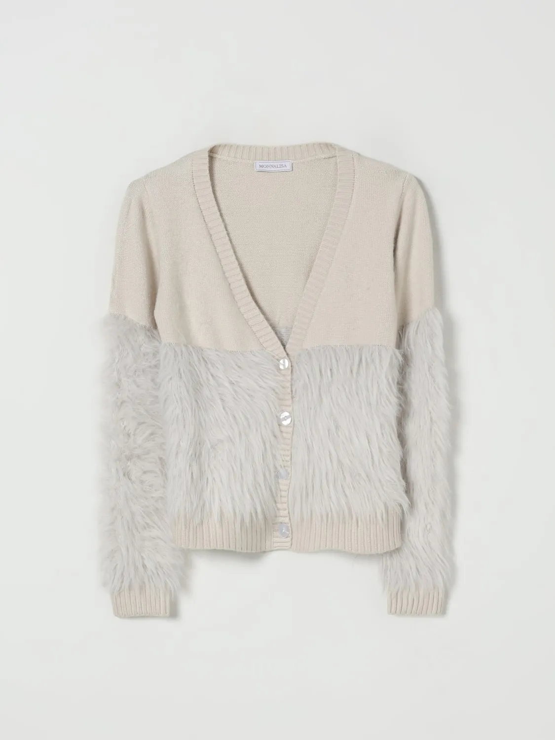 Cardigan con inserti in pelliccia sintetica Monnalisa