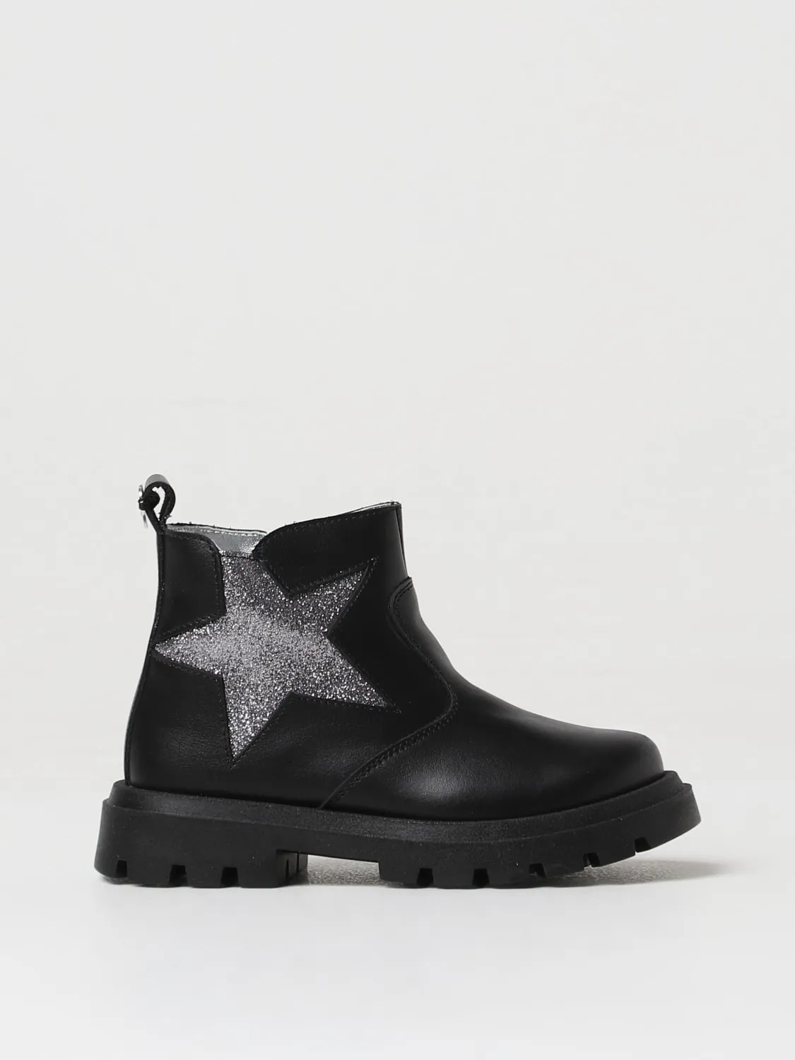 Stivaletto Monnalisa in pelle con stella di glitter