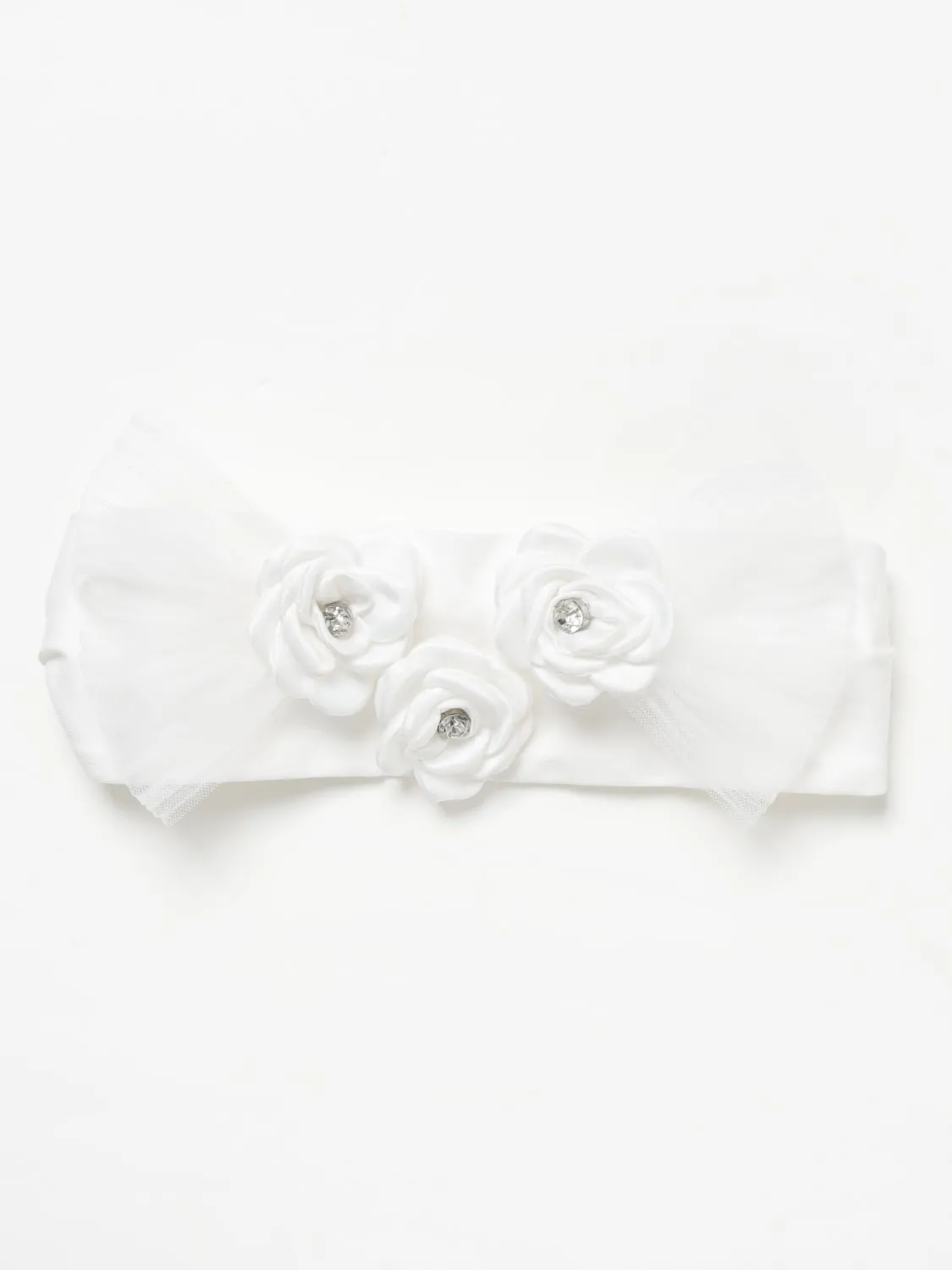 Fascia per capelli Monnalisa in cotone stretch con fiore