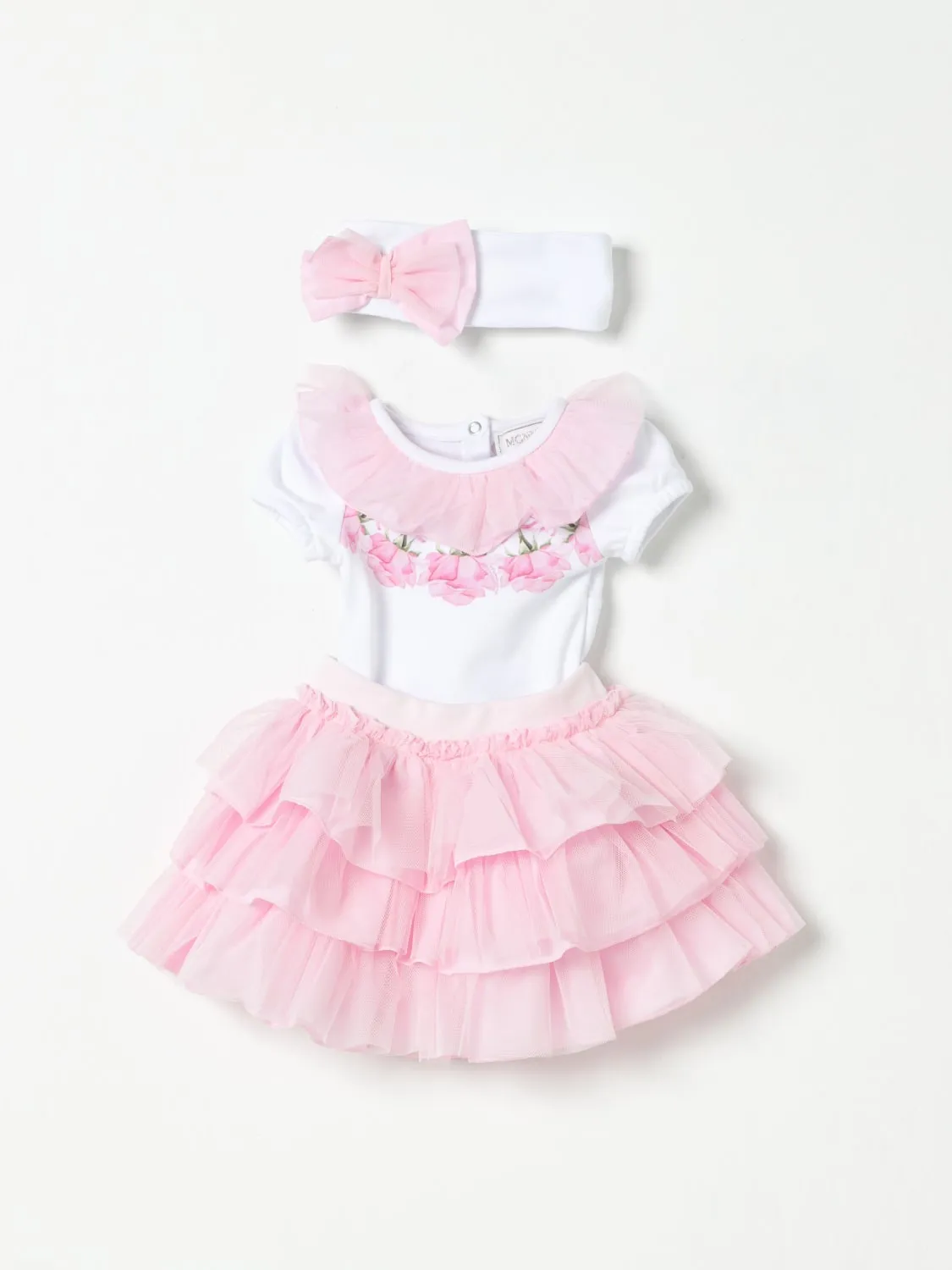 Coordinato 3 pezzi in cotone e tulle Monnalisa