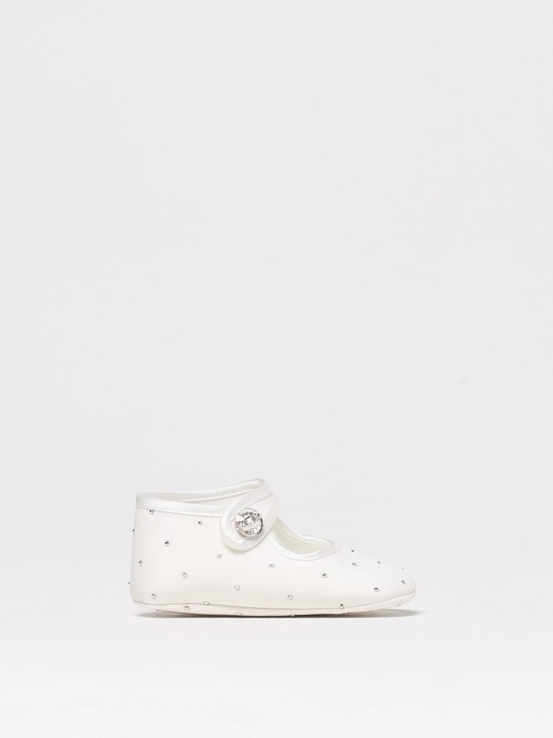 Scarpine chic in raso con strass Monnalisa