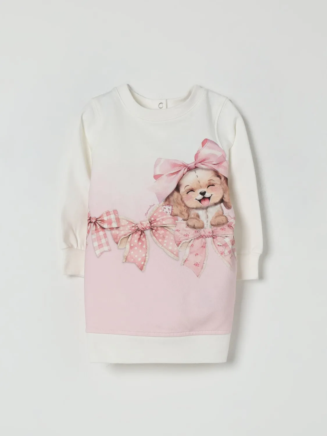 Abito a felpa stampata in cotone Monnalisa