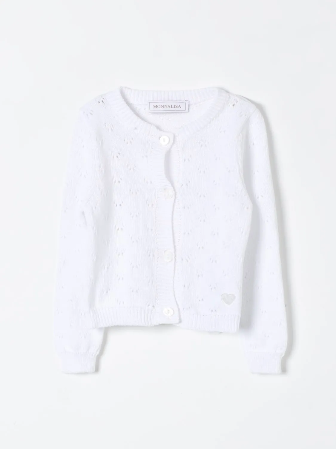 Cardigan Monnalisa in maglia traforata di cotone