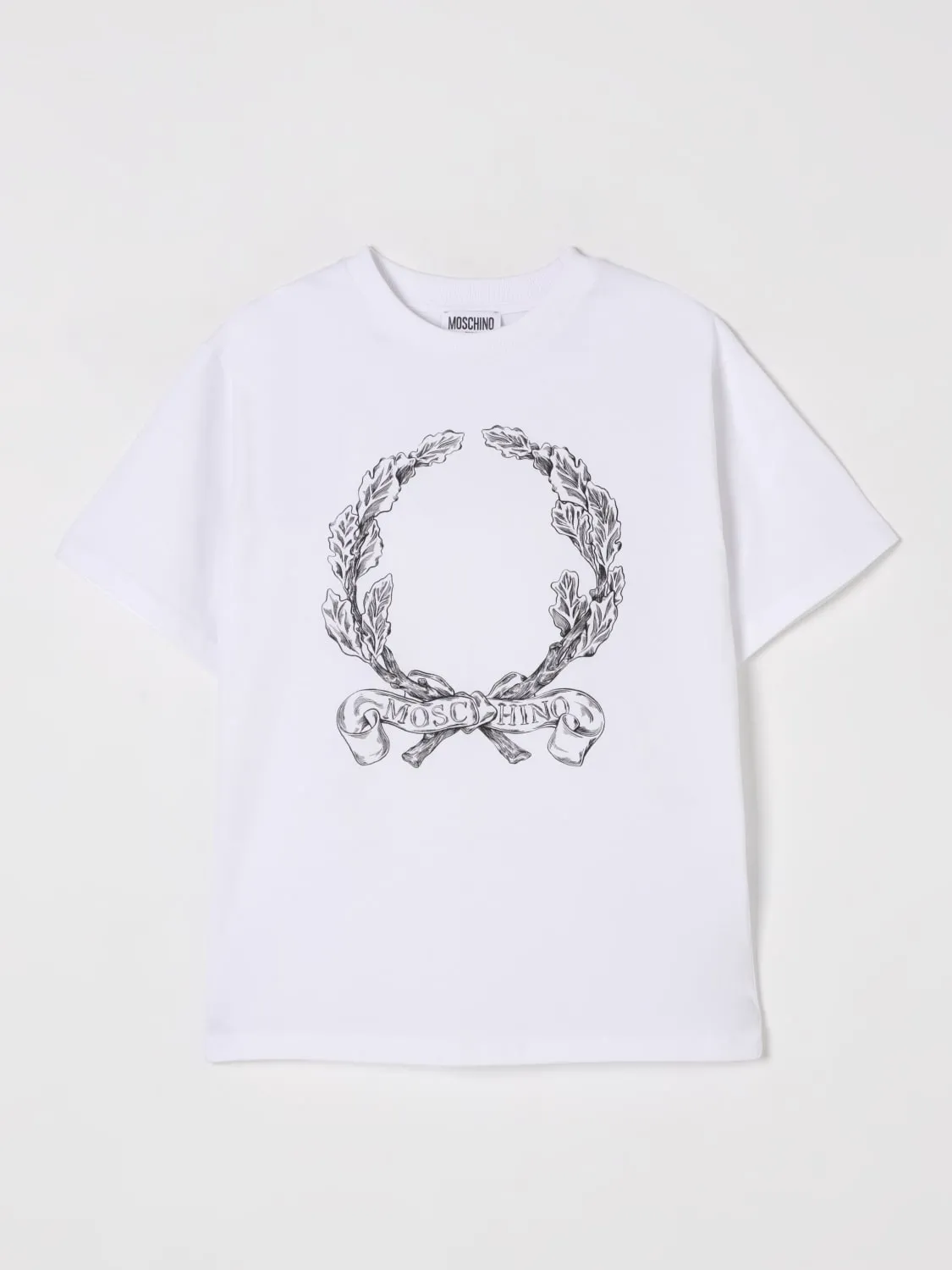 T-shirt in cotone con stemma Moschino