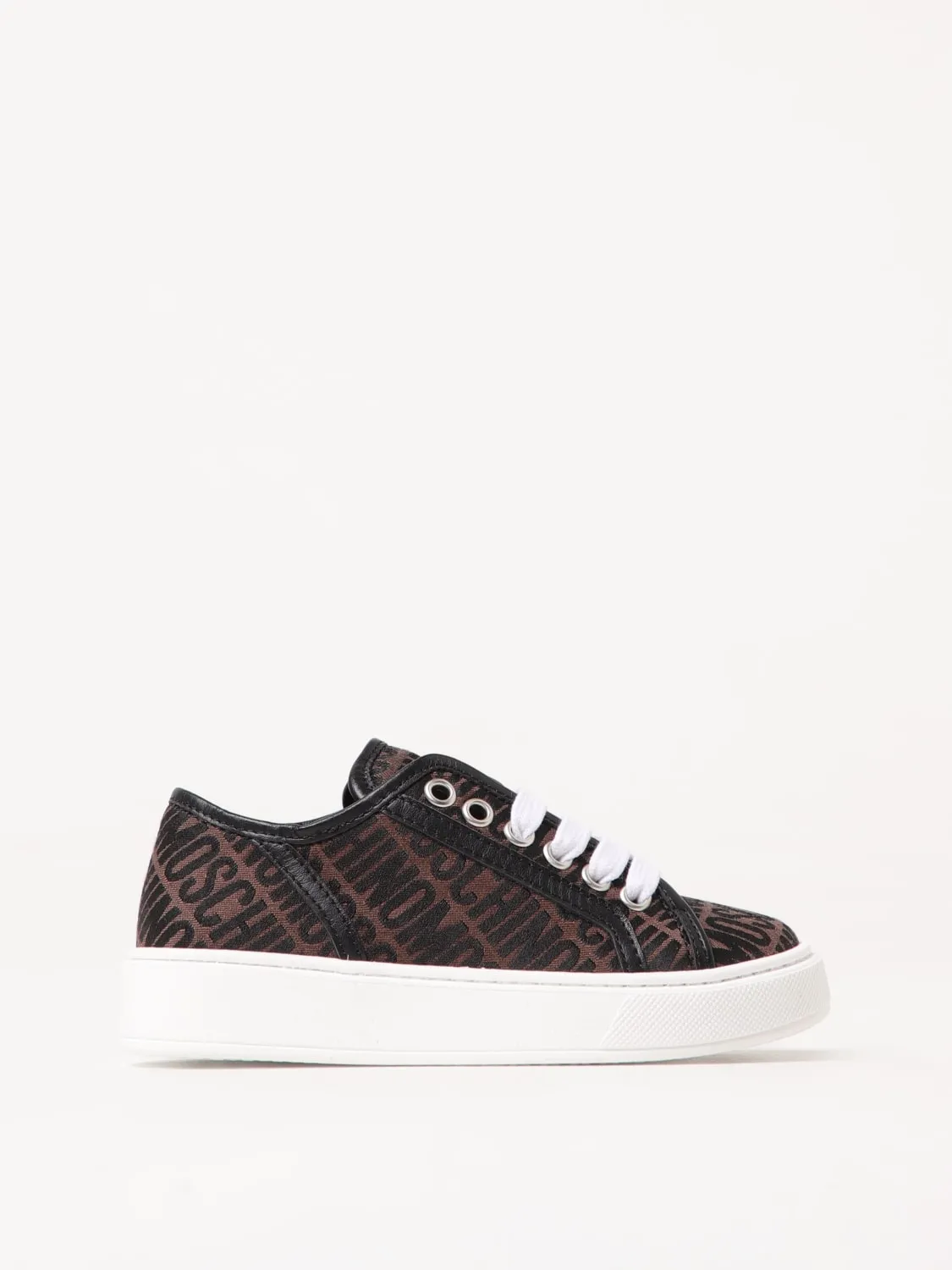 Sneakers Moschino in tessuto jacquard e pelle
