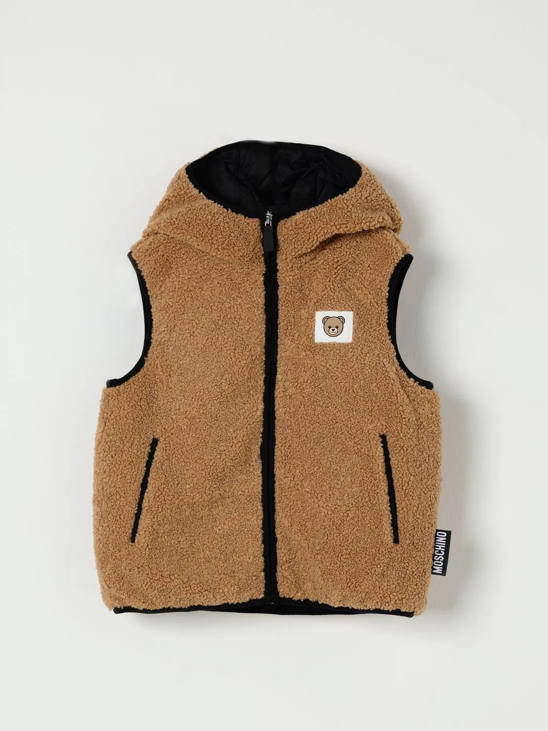 Gilet in tessuto teddy con logo Moschino