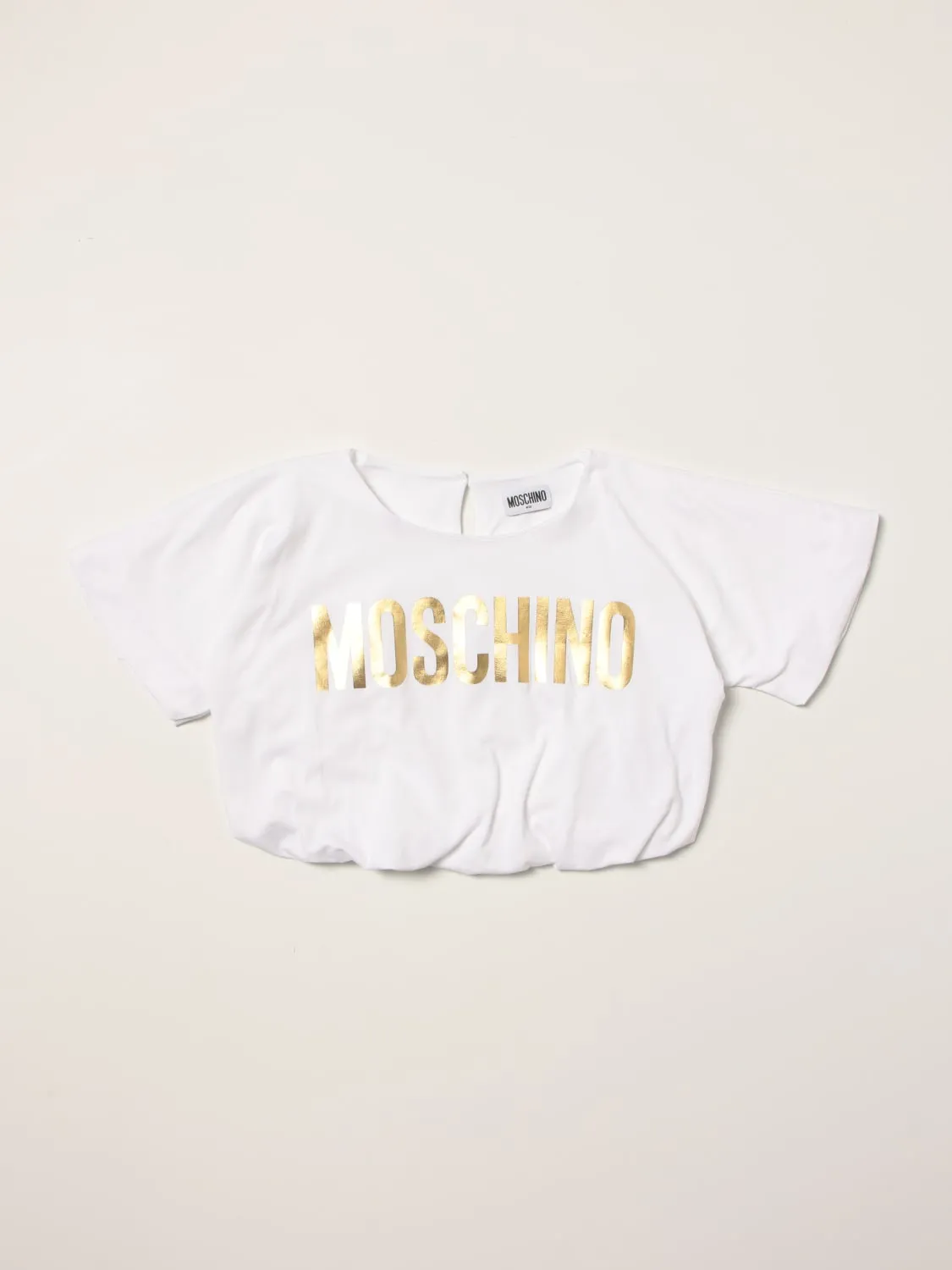 T-shirt cropped Moschino Kid con logo