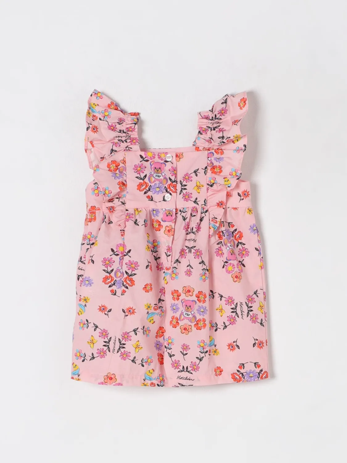 Tuta corta in cotone floreale con stampa Teddy Moschino