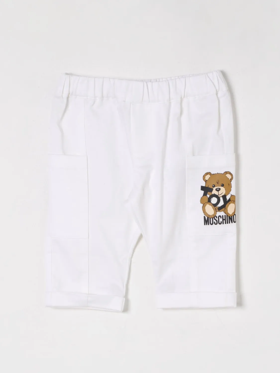 Pantalone sportivo in cotone con stampa Teddy Moschino