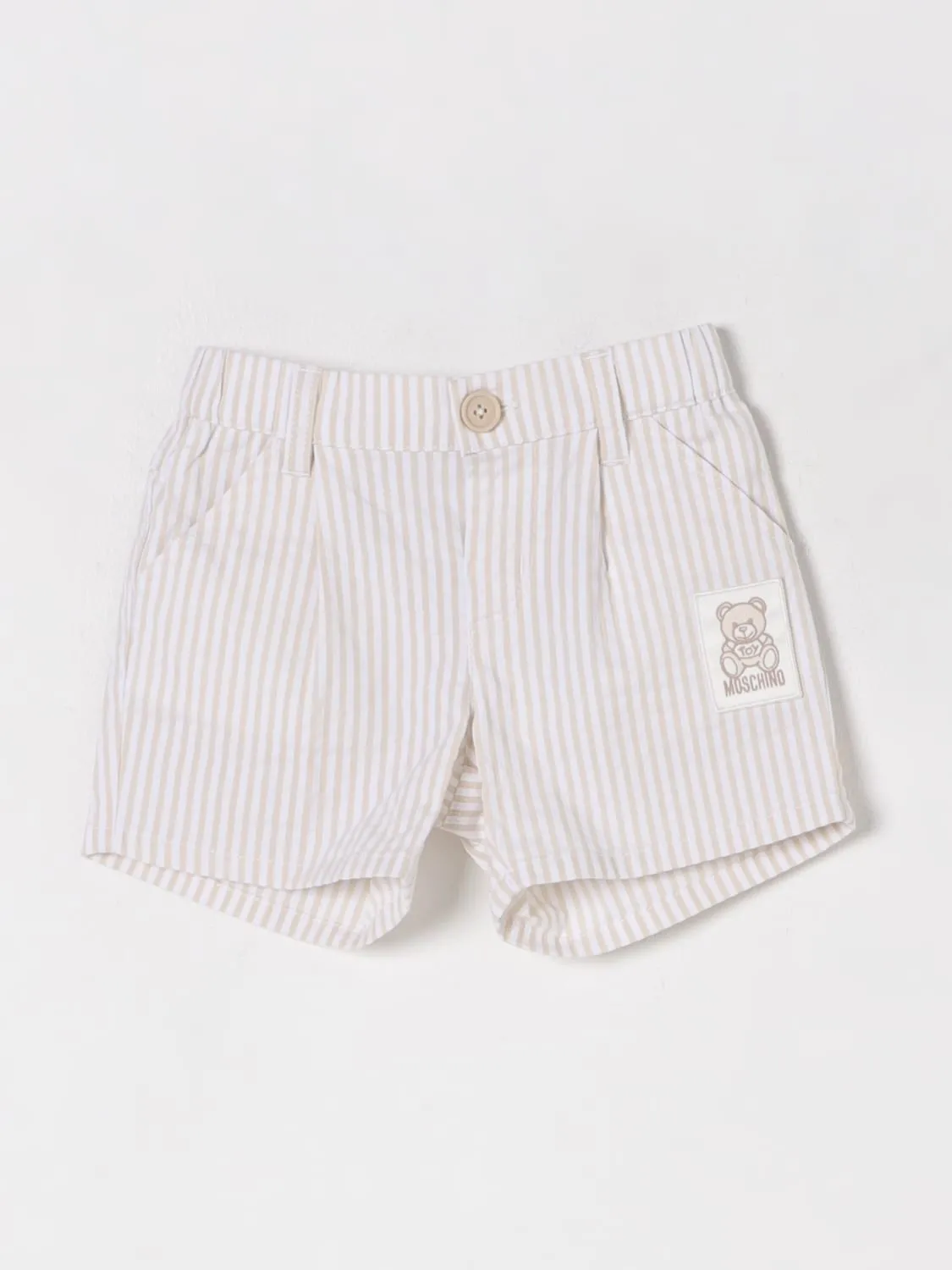 Pantaloncino in cotone a righe con Teddy Moschino