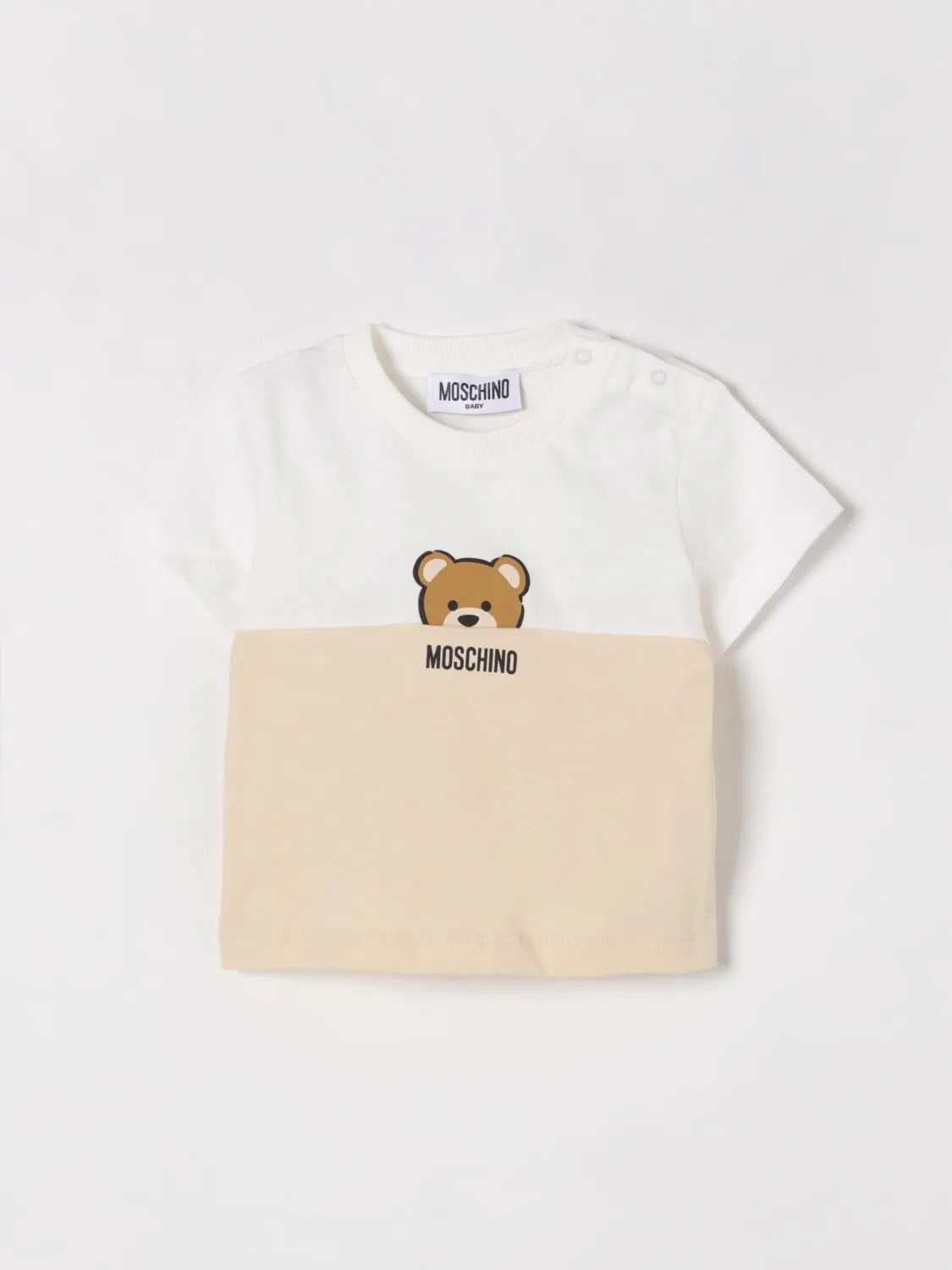 T-shirt in cotone bicolor Teddy Toy Moschino