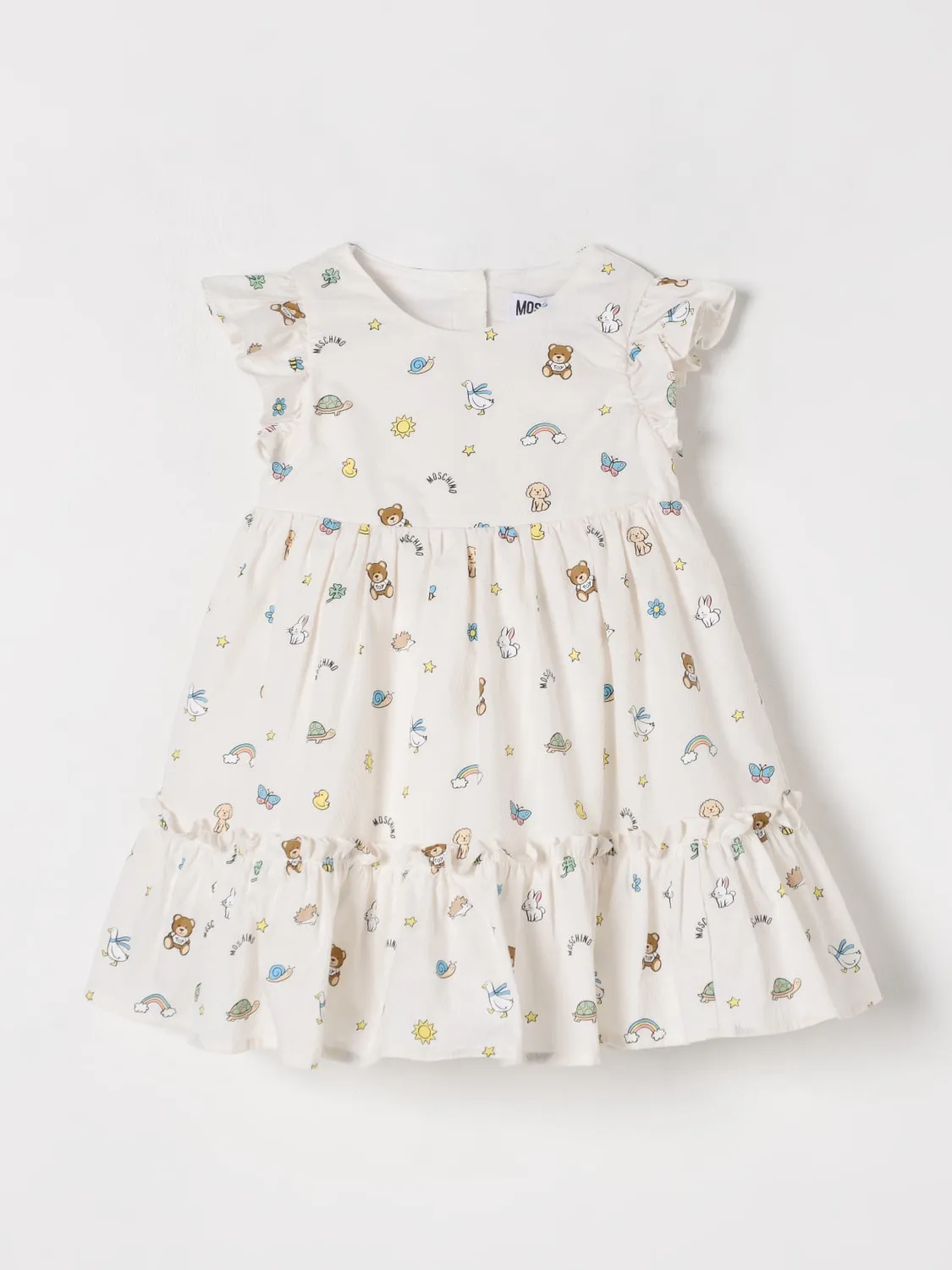 Abito in cotone con stampa Teddy all-over Moschino