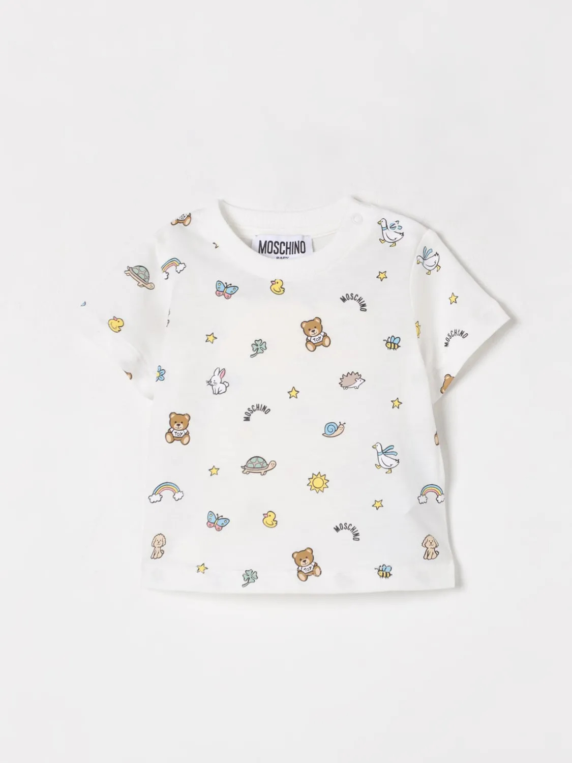 T-shirt in cotone con stampa Teddy all-over Moschino