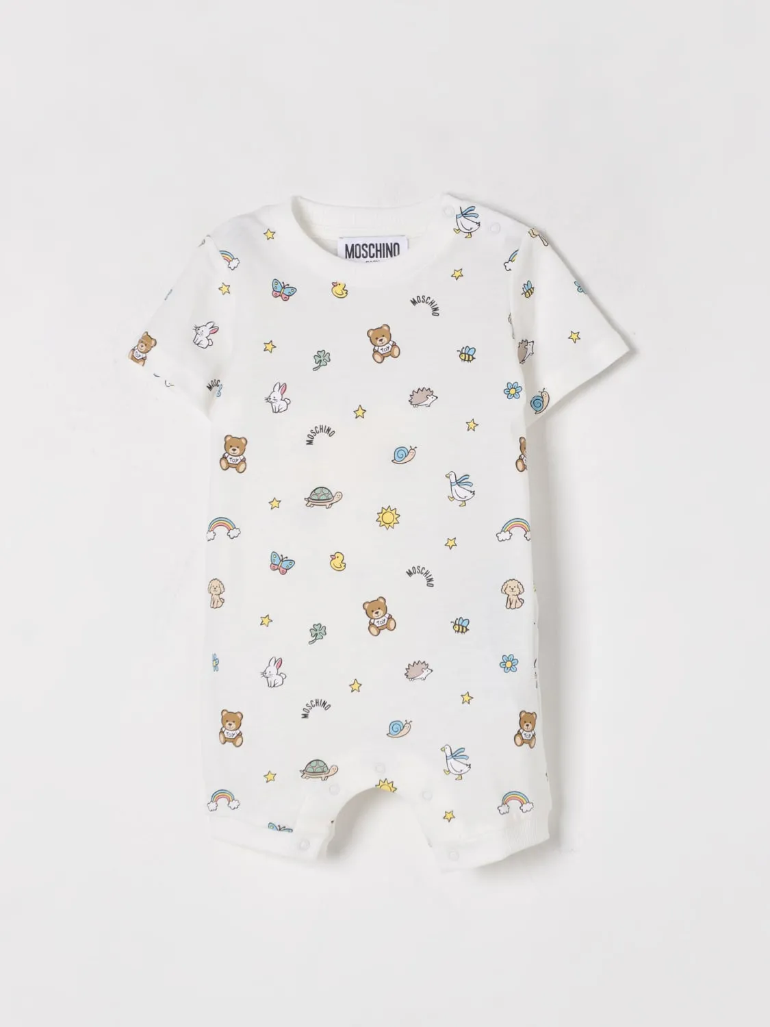 Tuta corta in cotone con stampa Teddy Moschino