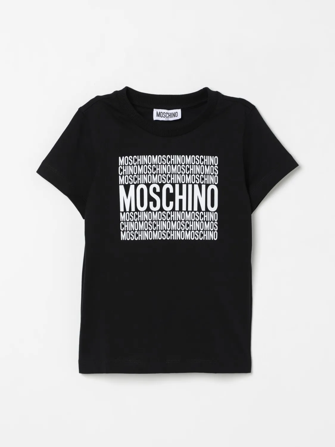 T-shirt in cotone con stampa logo Moschino