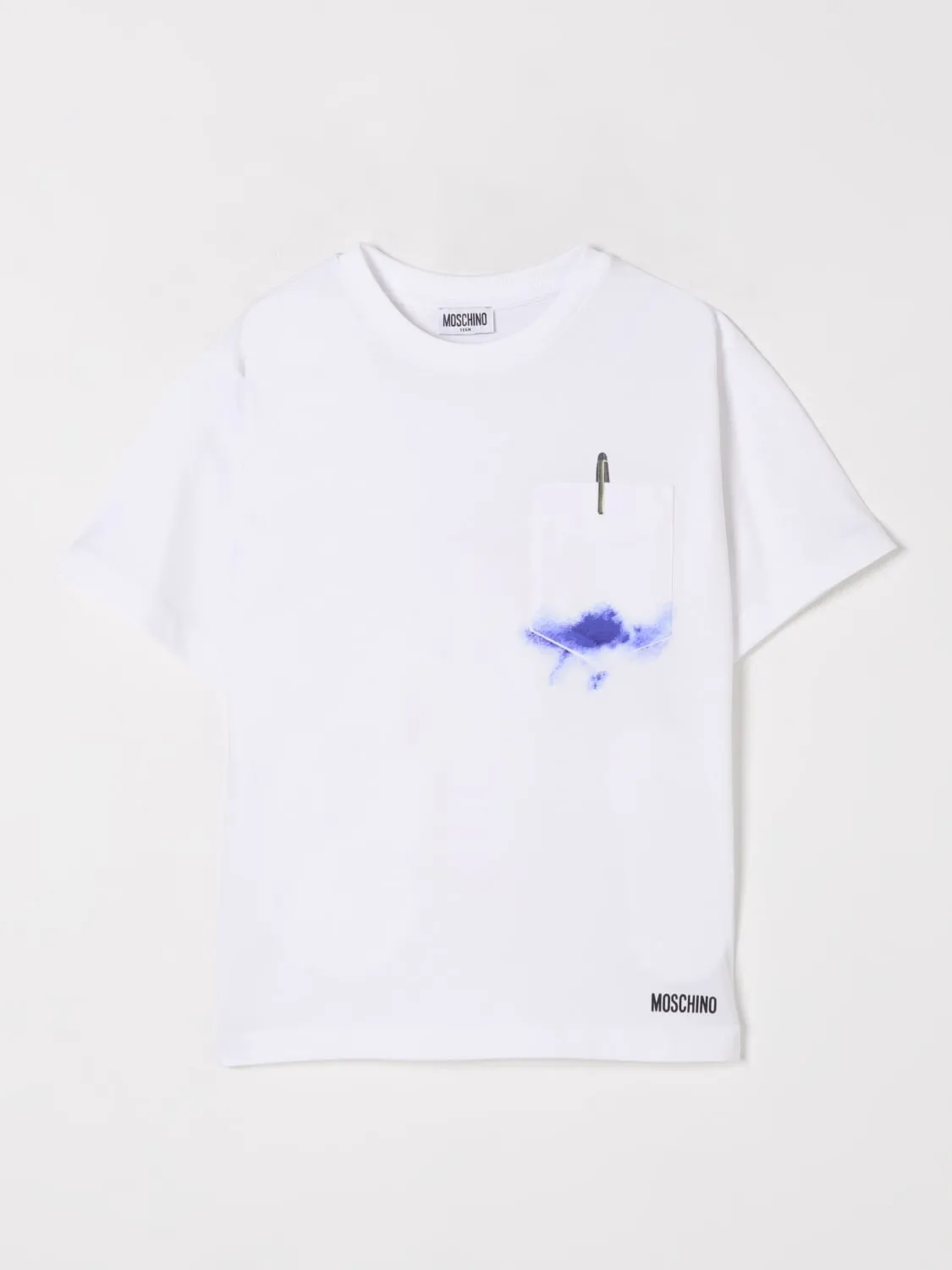 T-shirt in cotone con stampa inchiostro di penna Moschino