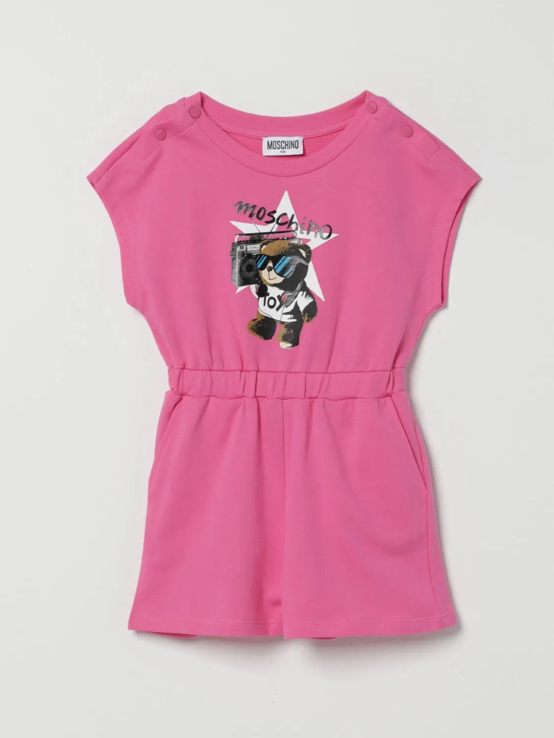 Tuta corta in cotone stampato Moschino