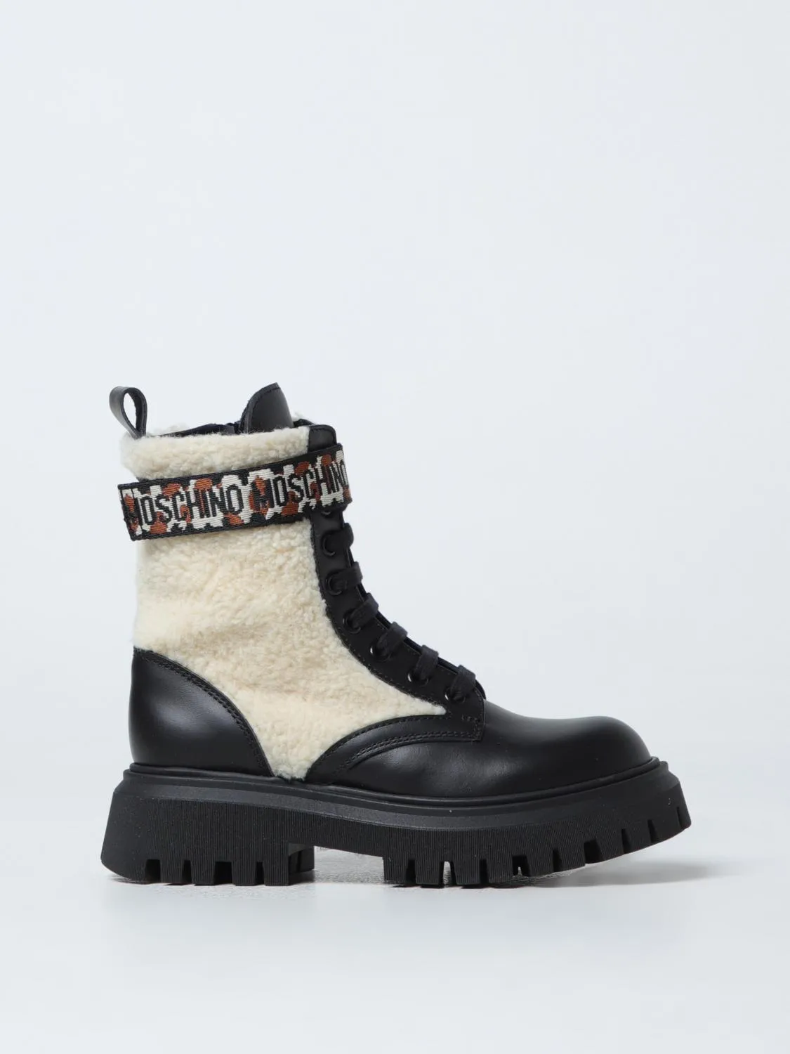 Stivaletto Moschino Teen in pelle e shearling