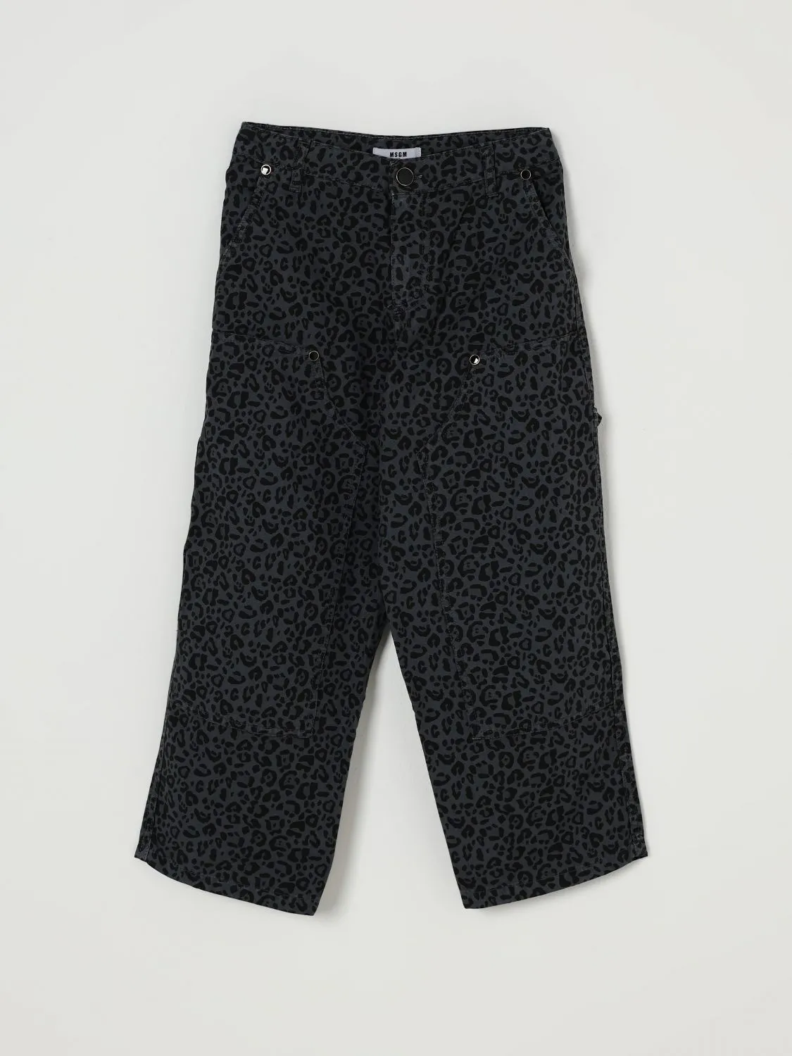 Pantalone cargo MSGM Kids in denim animalier
